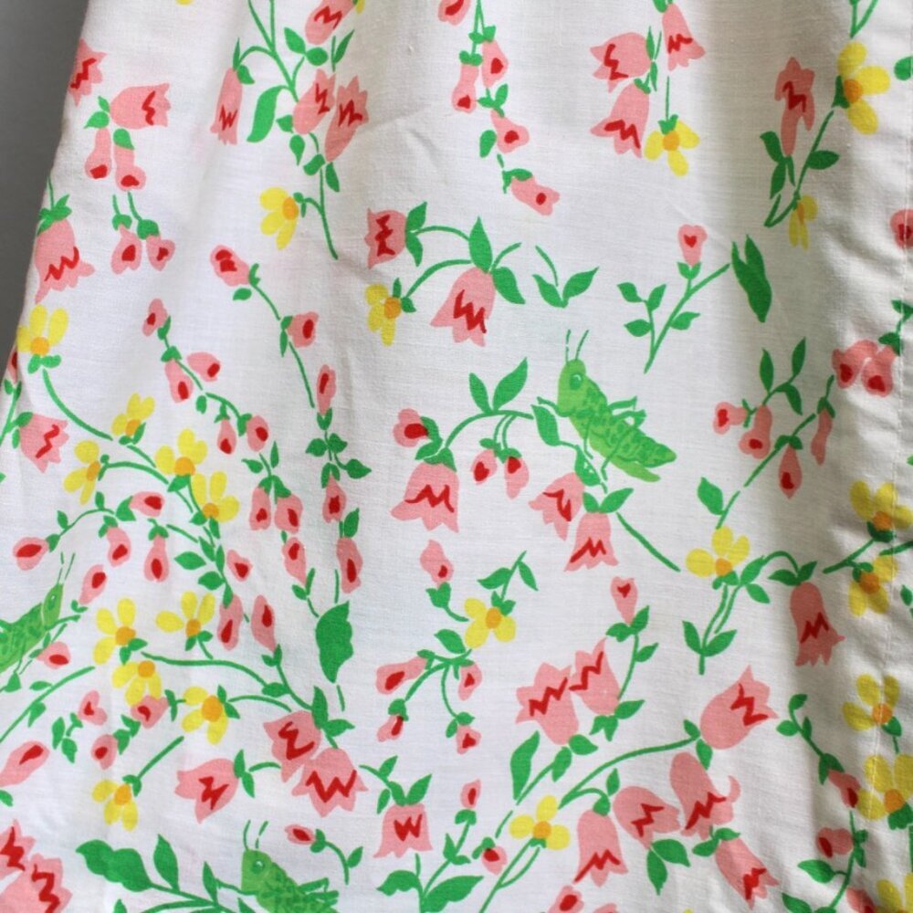 Herman Geist VTG White Grasshopper Floral Print Button Down Midi Skirt Size XL - Picture 5 of 7